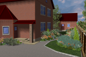 3D визуализация проекта благоустройства жилого  дома