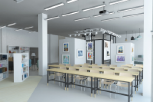 Интерьер читального зала в детской школе искусств