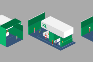 Изометрические иконки выставочных стендов