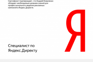 Сертификат Яндекс.Директ