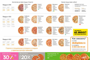 Дизайн и верстка меню для Додо Пицца