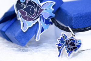 Подвеска "Рыбка". Серебро, перегородчатая эмаль