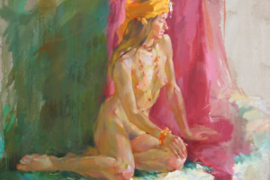 Девушка в головном уборе. Масло, холст