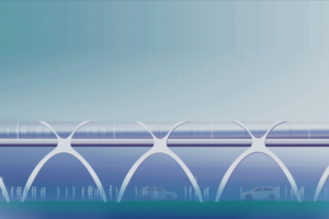 Проект тоннеля с движущейся платформой (вектор)