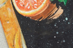 Апельсиновое настроение, акварель