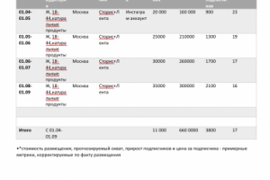 Медиаплан на таргетированную рекламу