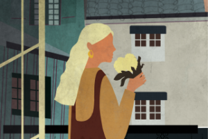 Иллюстрация Девушка в старом городе