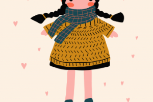 Иллюстрация вязаной куклы амигуруми