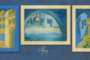 Город (смешанная техника:темпера,акварель,тушь,воск)