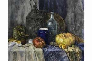 Натюрморт с тыквами. Акварель