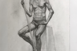 Мужская обнаженная фигура. Рисунок. Канадаш