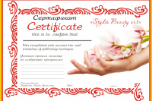 Сертификат «Stydio Beauty art» г.Сургут