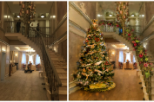 рисунок интерьера с праздничными украшениями