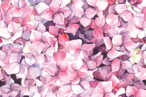 Растровый бесшовный принт Гортензия