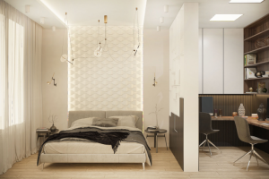 дизайн спальни с рабочим местом