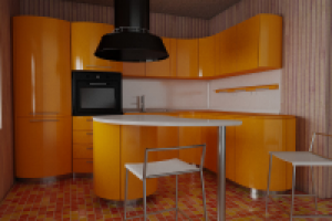 Интерьер рабочей зоны кухни в частном доме