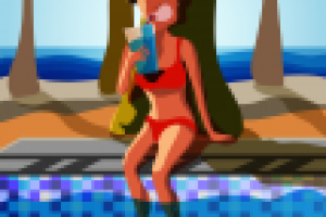 Девушка у бассейна