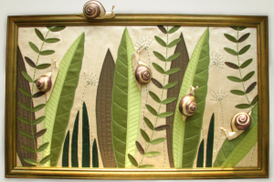 Картина из ткани и полимерной глины