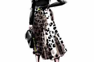 Девушка в юбке с леопардовым принтом