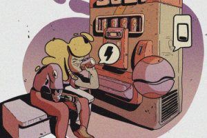 Иллюстрация в стиле ретро футуризм