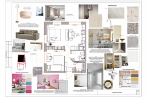 Коллаж-концепт к проекту квартиры с элементами неоклассики