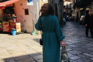 Кардиган в пол , узор  соты.