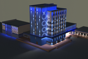 Проект осещения фасада здания ОАО "ФосАгро"