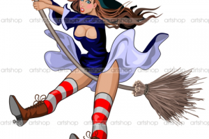 Ведьмочка на метле. Хэллоуин