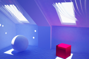 Composition with geometrical forms and sun glare