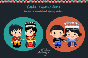Дизайн персонажей в традиционной одежде Хмонг