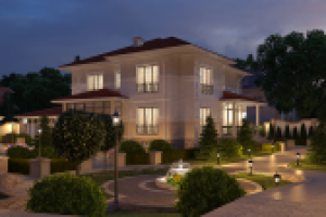 Коттедж в элитном районе, ночной вид