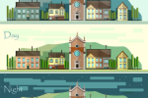 Пейзаж в стиле плоского дизайна