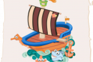 Детская иллюстрация "Пират и акула"