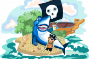 Детская иллюстрация "Пират и акула"