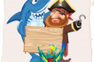 Детская иллюстрация "Пират и акула"