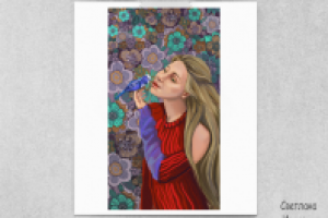 Арт "Девочка и ее попугай"