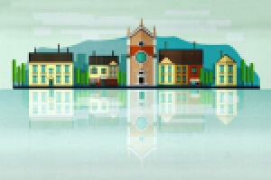 Пейзаж в стиле плоского дизайна