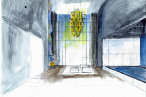 Эскиз гостинной загородного дома