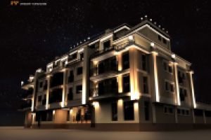 Архитектурная подсветка МФК пионерский 2