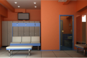 раздевалка фитнес клуба вид 1