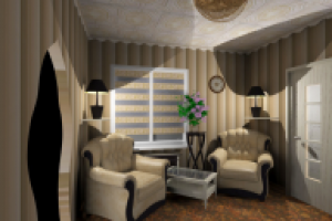 Холл второго этажа в деревянном доме