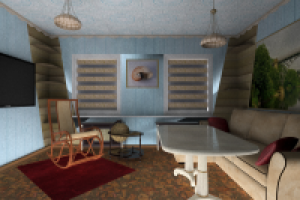 Гостиная-столовая в деревянном доме