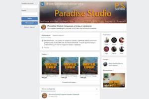 Оформление группы в VK для [Paradise Studio]