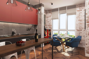 Кухня-столовая в стиле лофт