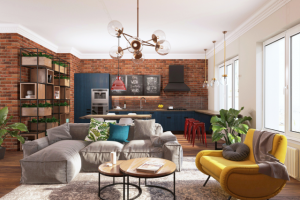 Кухня-столовая в стиле эклектика