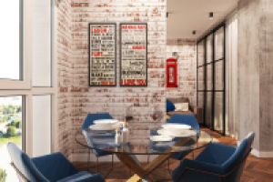 Кухня-столовая в стиле лофт