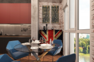 Кухня-столовая в стиле лофт