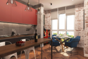Кухня-столовая в стиле лофт