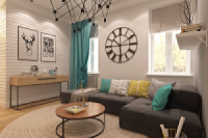 Гостиная в стиле скандинавский лофт