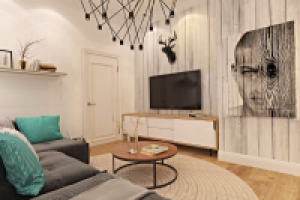 Гостиная в стиле скандинавский лофт